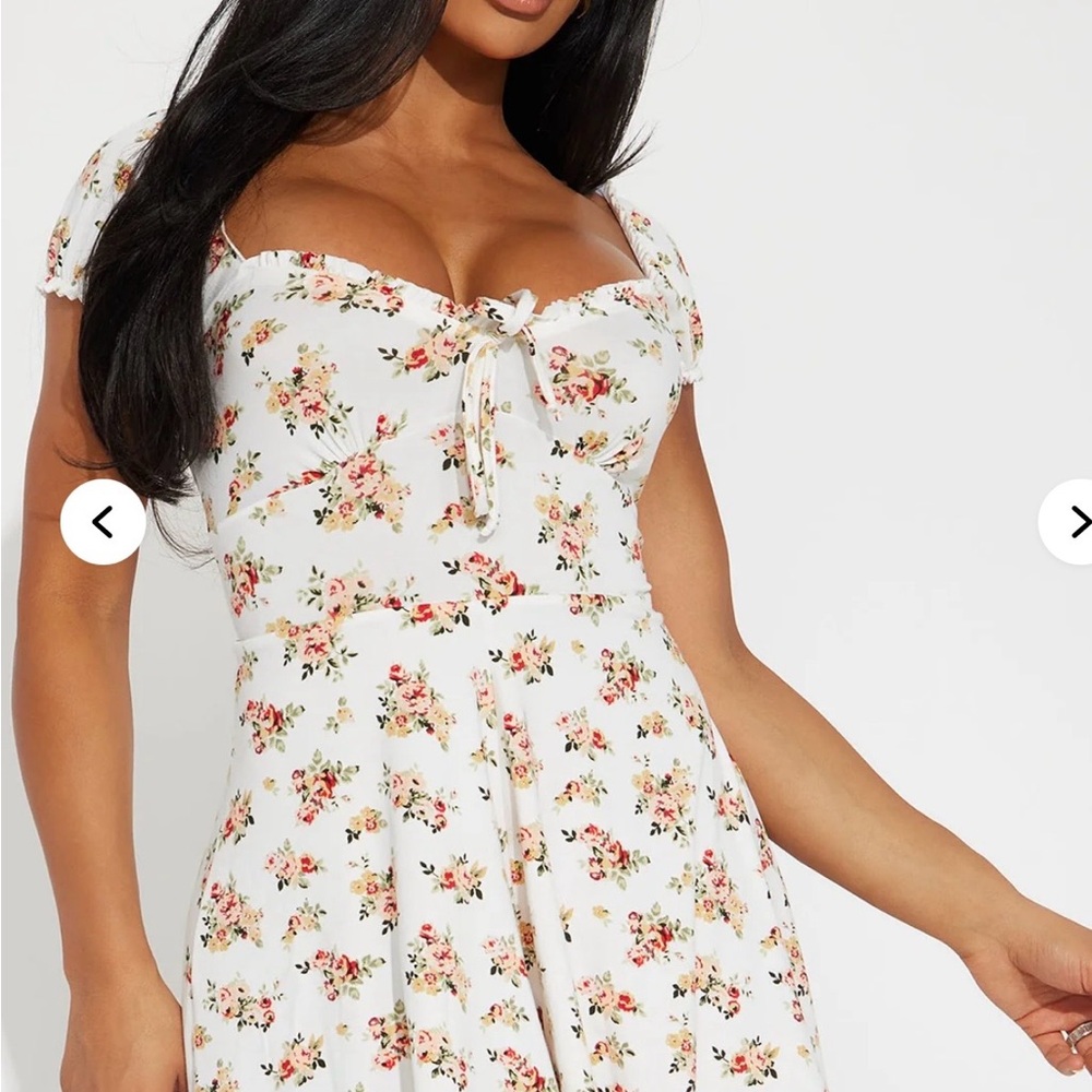 Fashion Nova Floral Mini Dress - White and Pink